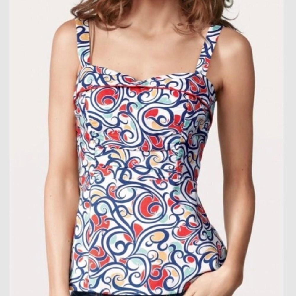 Cabi Keepsake Swirl Print Adjustable Tank Top 0 Sleeveless Multicolor